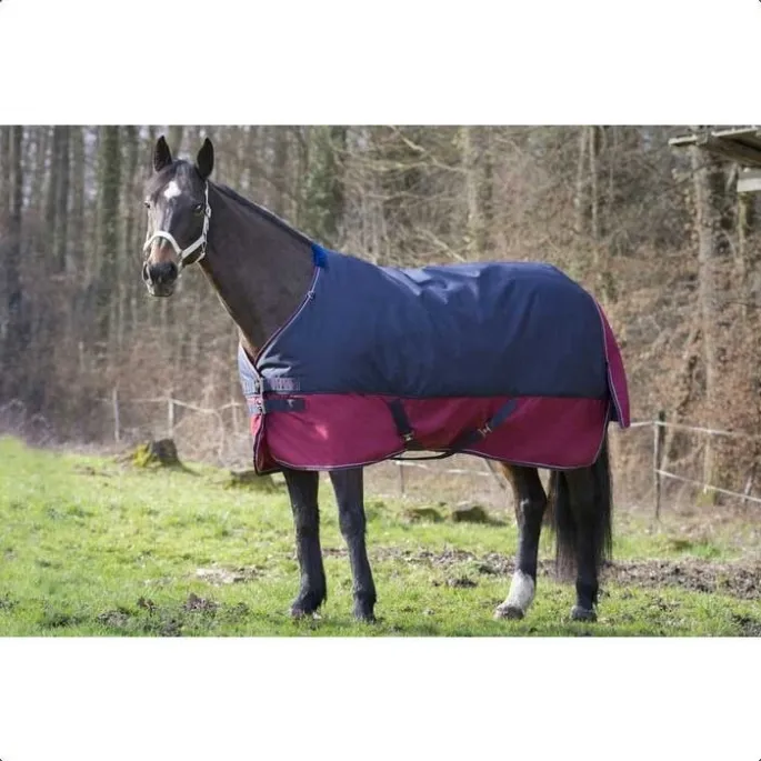Couverture Tyrex 1200D 150g - Equithme - marine/bordeaux - 150g - poney 4'9 - 105 /145 cm Bon Plan