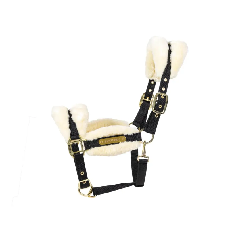 Cabezada de cuadras Kentucky nuevo Nylon Sheepskin cabezada de cuadra Soft - Black / Full Prix Bas