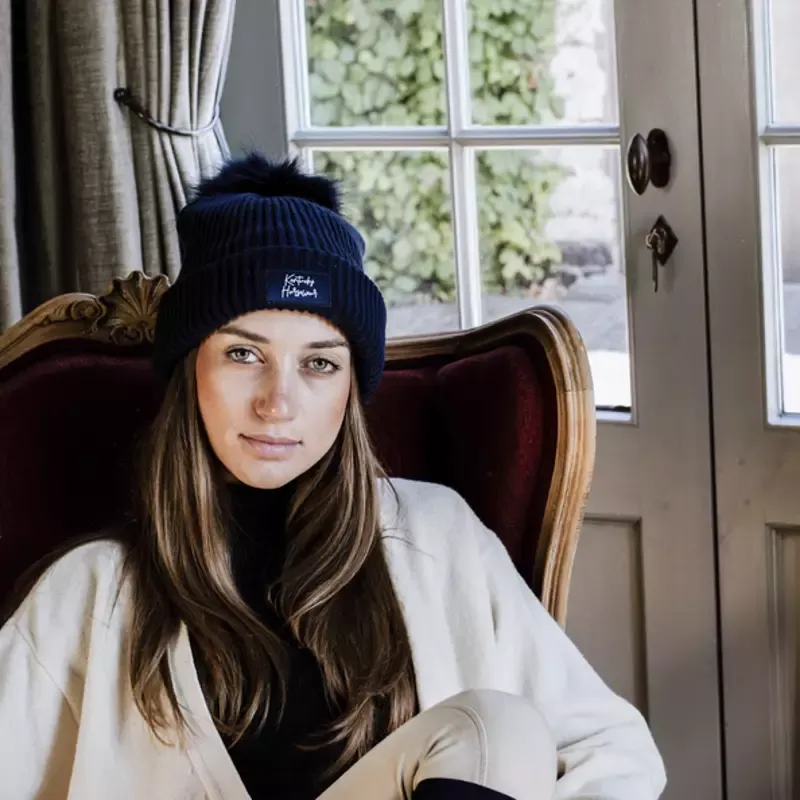 Bonnet Kentucky Pompon quitation - Taille unique - Marine Top Vente