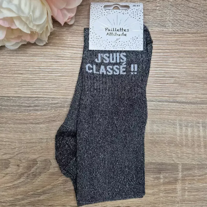 Promotion Saisonnire Chaussettes quitation paillettes J'suis class !!! Paillettes Attitude - Bordeaux
