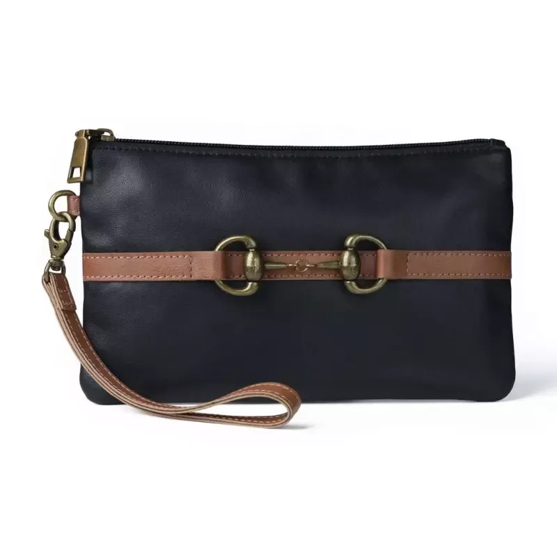 Prix Rduit Pochette cavalire en cuir motif mors - Noir