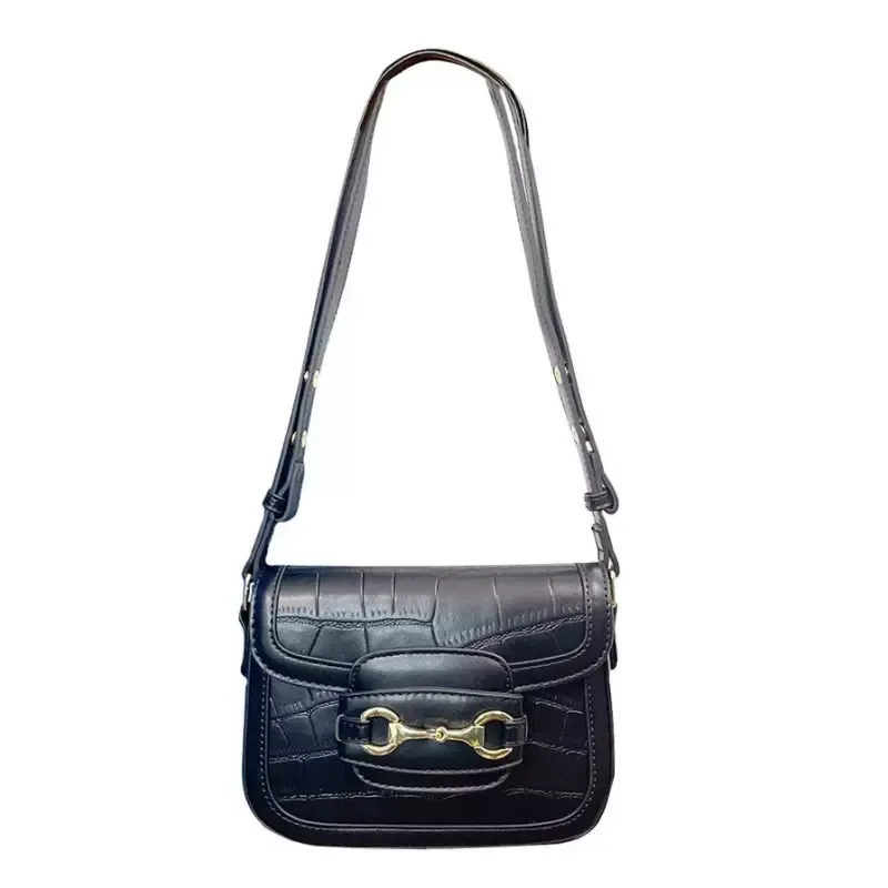 Petit sac main bandoulire cuir vegan mors cheval dor - Noir Affaire Saisir