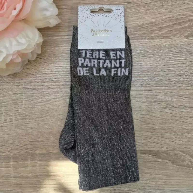 Chaussettes quitation paillettes 1re en partant de la fin Paillettes Attitude - Noir paillet argent Must-Have