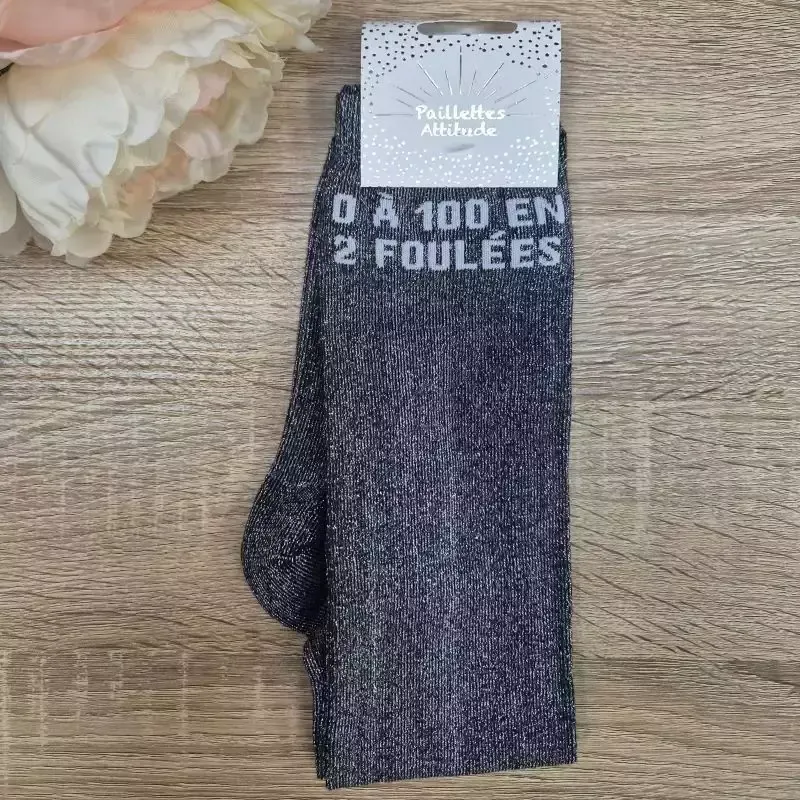 Acheter En Ligne Chaussettes quitation paillettes De 0 100 en 2 foules Paillettes Attitude - Noir