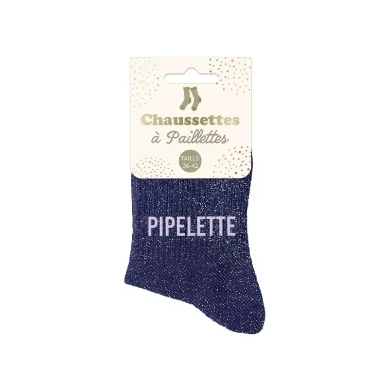 Chaussettes paillettes courtes Pipelette - Noir Vente Directe