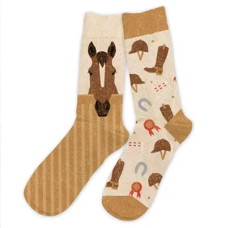 Chaussettes paillettes courtes Duo Passion cheval - Brun Prix Rduit