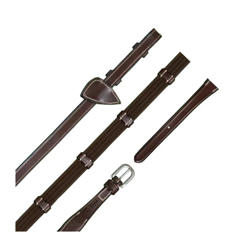 DY&rsquo;ON – Rnes tissu 5/8 avec 9 arrtoirs – Working Collection – Cheval – Havane Rduction