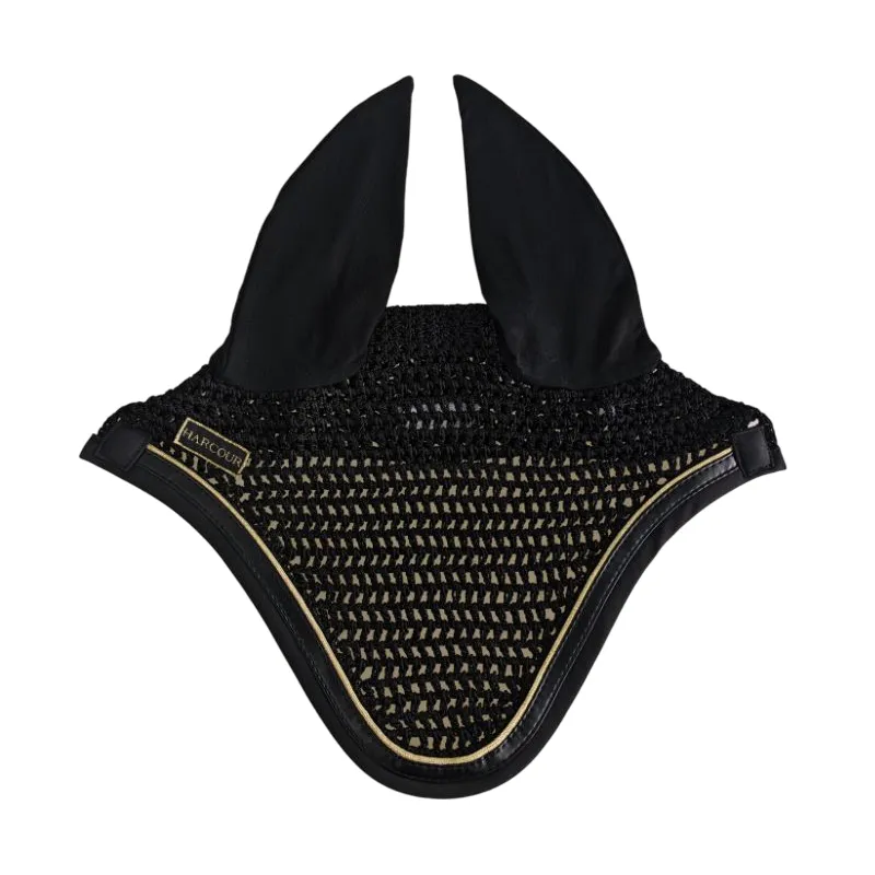 HARCOUR - Bonnet pour chevaux Freya - Poney - Noir / Noir gold Top Vente