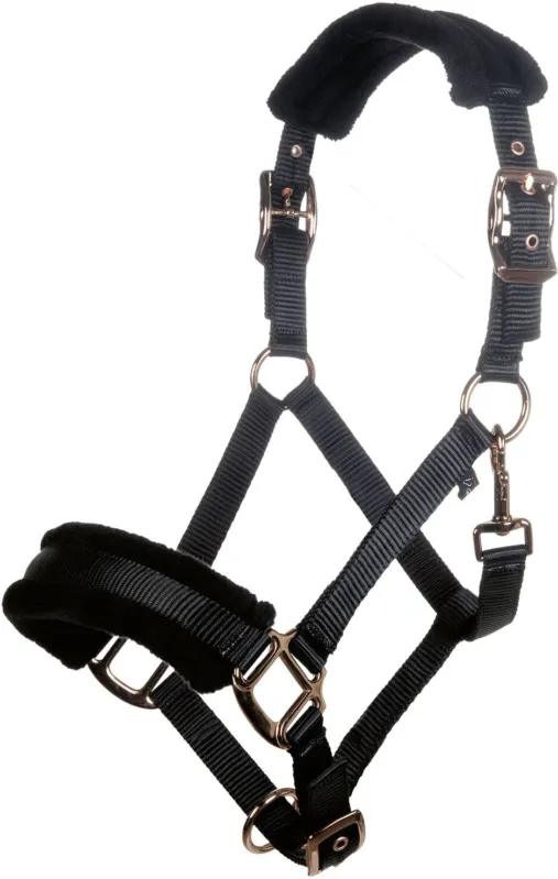 Pas Cher Cabezada de cuadras HKM Style Head Collar Rosegold Glamour Style - Cob / Black/ Rose Gold