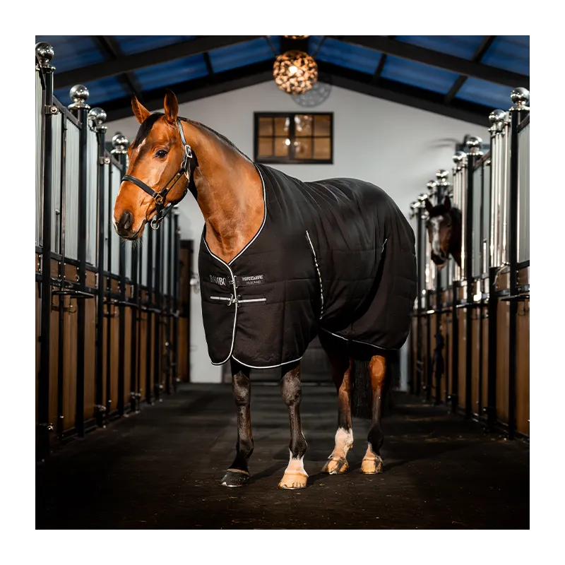 Satisfait Ou Rembours HORSEWARE - Couverture d'curie Rambo 400 gr - 5'6 (115 cm ) - Noir / Gris - 400 gr