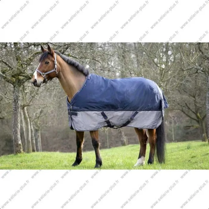 Pas Cher Couverture Equithme Tyrex 600D 450g – marine/gris – 450g – 6&rsquo;6 – 150 /198 cm