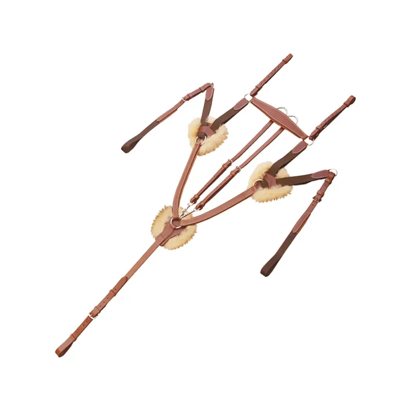 Collier de chasse 5 points Salome avec systme Magic Equestro - Poney - Cognac Promotion Saisonnire