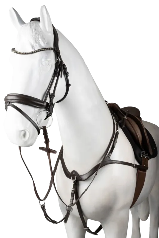 Vente Directe Collier de chasse avec plastron Horze Hampstead – Poney – Marron