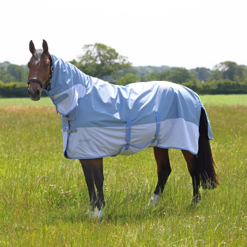 Couverture anti-mouches impermable Shires Tempest Original – 115 cm – Bleu ple Certifi