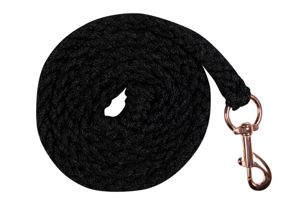 Remise Longe Berry avec mousqueton HKM - 180 cm - Noir / or rose