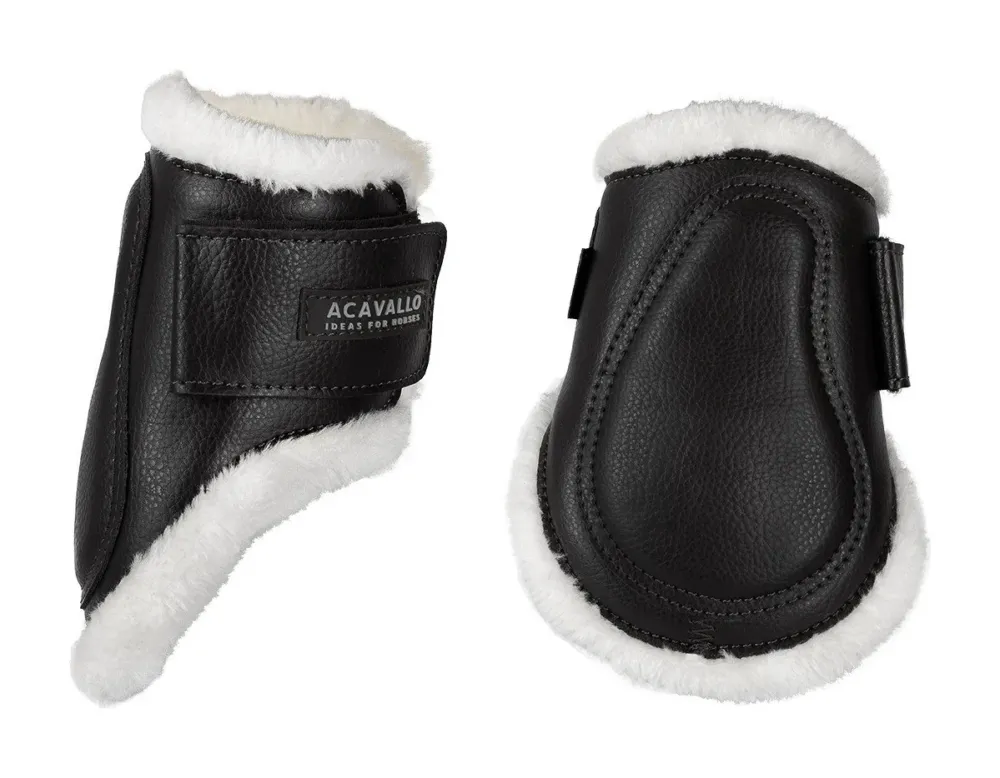 Protge-boulets en cuir cologique avec double velcro Acavallo - Cheval - Noir Soldes