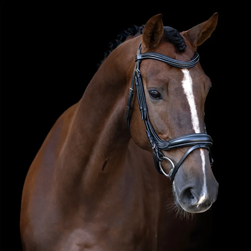 Soldes Bridon Imperial Riding avec muserolle anglaise courbe - Cob - Noir