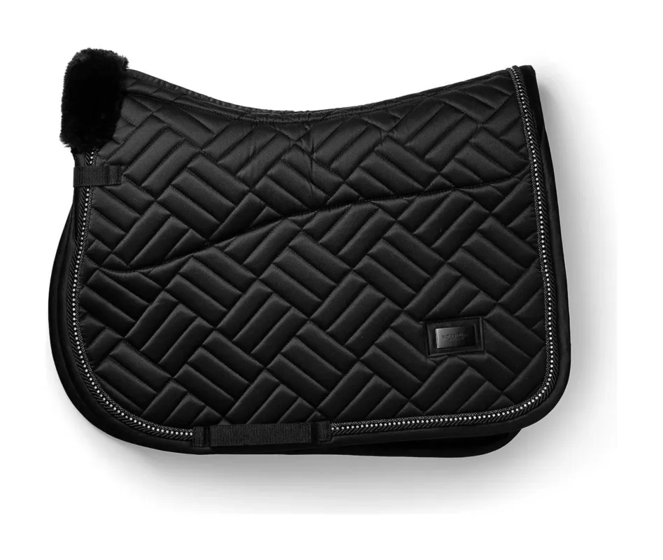 Tapis de selle Equestrian Stockholm Jumping faux mouton Crystal - Cob - Noir Promotion