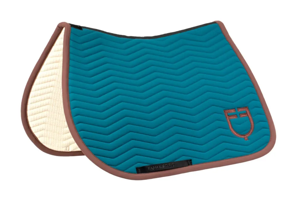 Dernire Chance Tapis de saut Equestro matelass Wave en tissu technique – Cheval – Coral bleu / marron