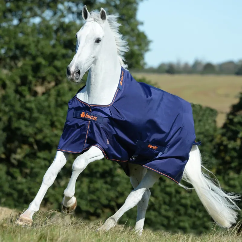 Couverture Bucas Therapy Turnout Light 50g 1680D - 85 cm - Marine / orange Affaire Saisir