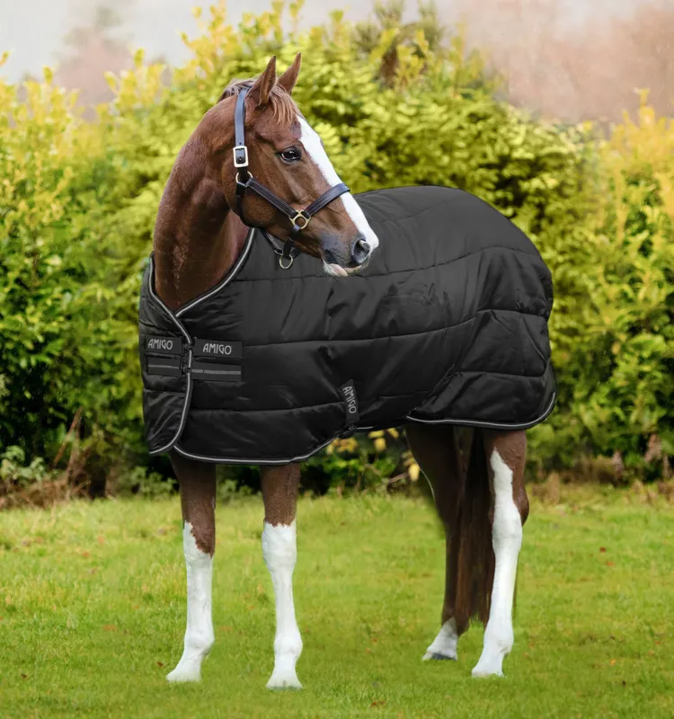 Couverture Horseware Amigo Diamond Insulator 200g 210D - 140 cm - Noir / noir / argent Paiement Scuris