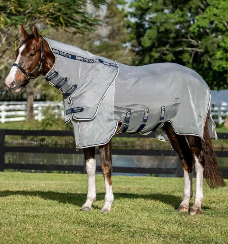 Remise Couverture anti-mouches Horseware Rambo Protector disque - 160 cm - Argent / marine