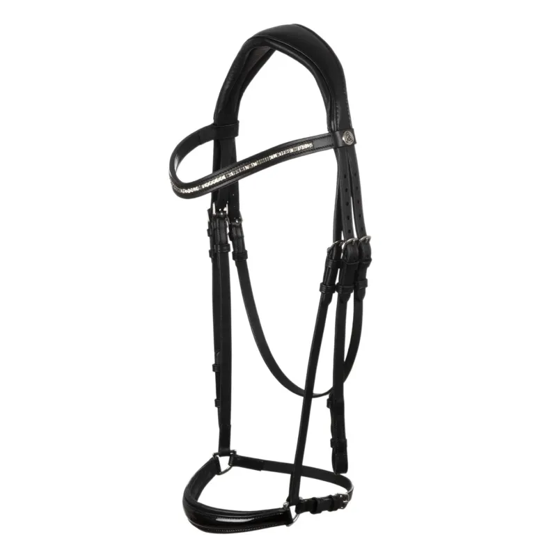 Bridon Dama en cuir de veau Acavallo - Grand cheval - Noir Super Prix