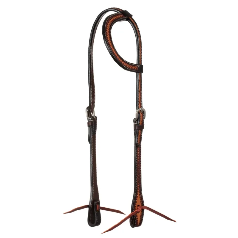 Retour Gratuit Bride western avec une oreille et motifs serpent Pool's - Marron fonc