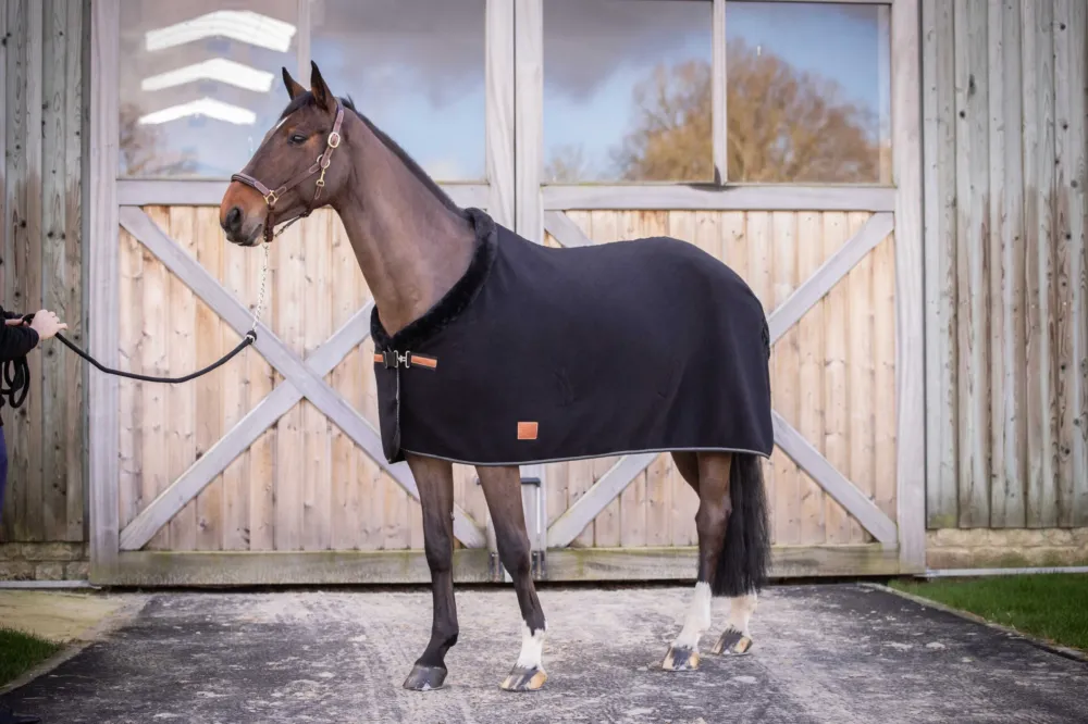 Couverture Polaire Diagonal Paddock Sports - 155 cm - Noir Offre Du Jour