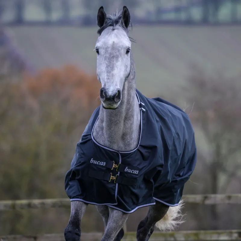 Affaire  Saisir Couverture Bucas Trot Turnout 200g 600D – 145 cm – Noir / blanc