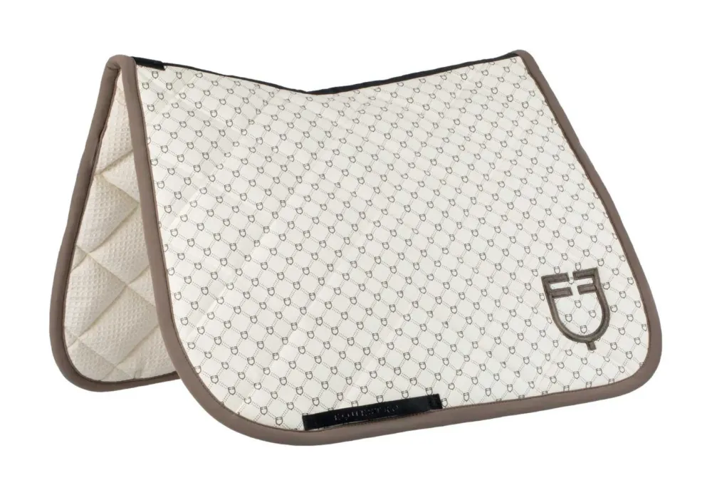 Tapis de dressage Equestro imprim monogramme - Poney - Blanc antique / walnut Commande En Gros