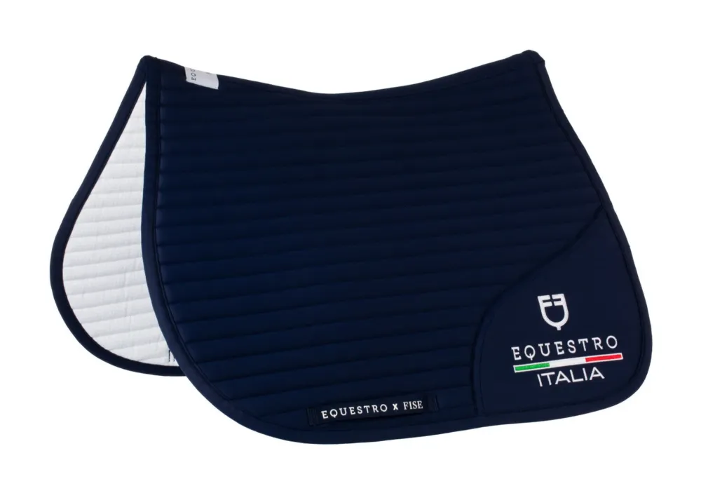 Tapis de saut Equestro x FISE avec logo brod - Cheval - Marine blazer Remise