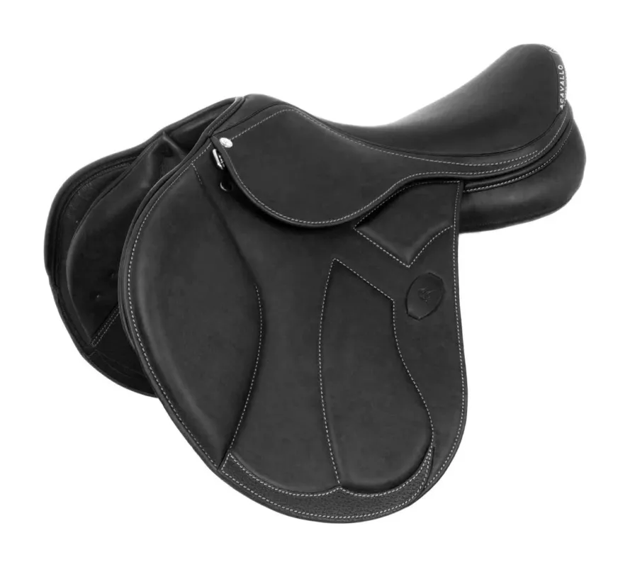 Nouvel Arrivage Selle obstacle Modigliani avec panneaux en laine Acavallo - 16,5" - Noir