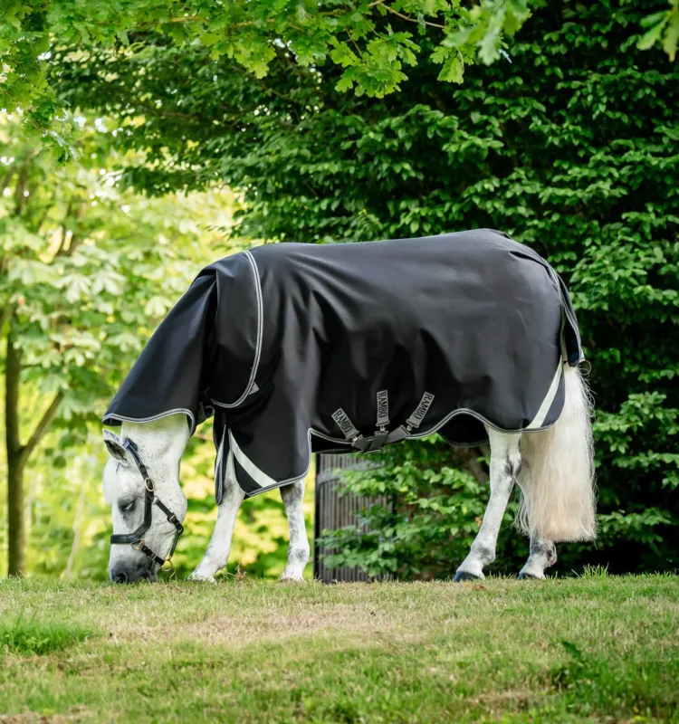 Couverture Horseware Rambo Supreme 1000D Turnout 50g - 125 cm - Noir / orage / gris argent Promotion