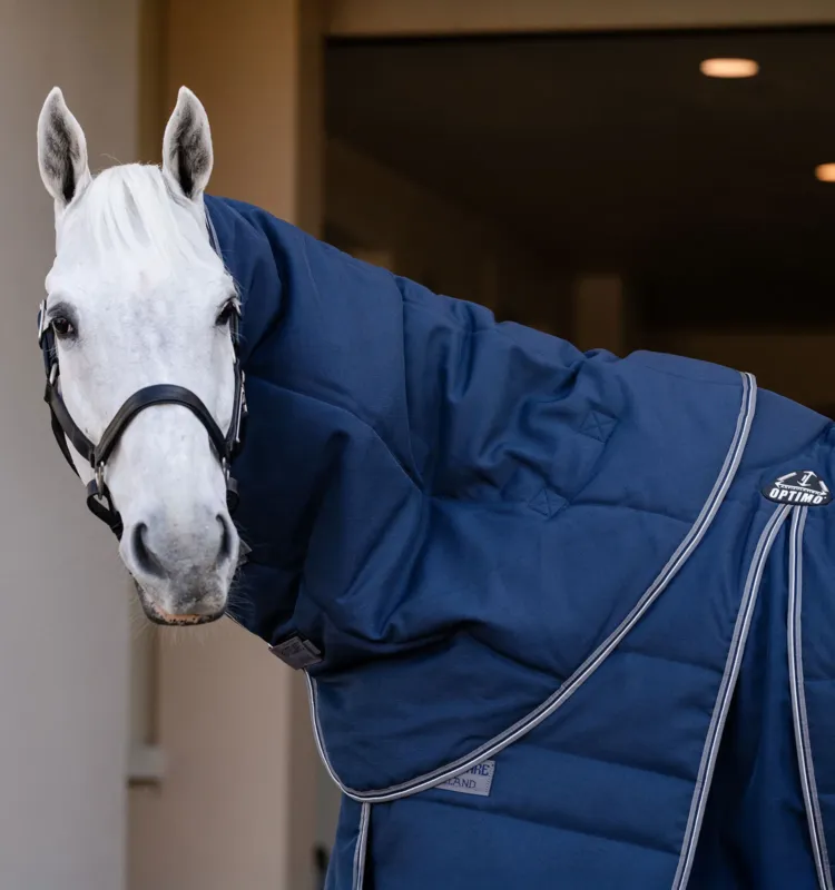 Bon Plan Couvre-cou d'curie Horseware Rambo Optimo 200g - S - Marine / orage / gris argent