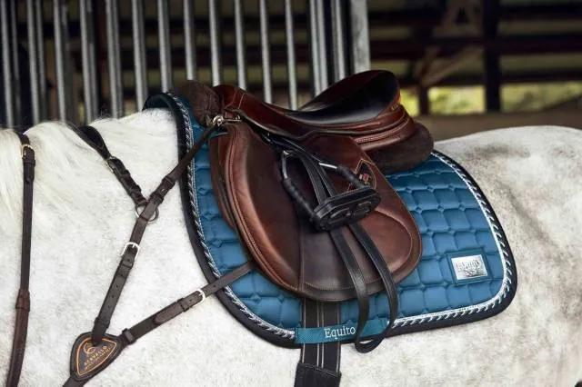 Pas Cher Tapis de dressage Teal Blue – EQUITO – Coton de qualit – Dressage – Cheval
