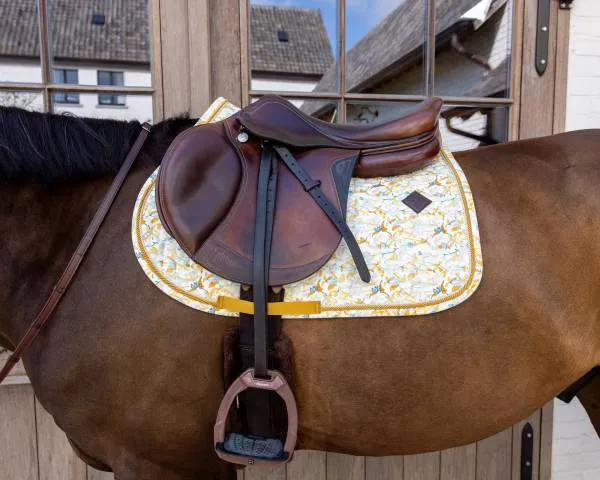 Tapis de Selle Velvet printing fleuri - Kentucky - Velours chic - Jaune - Mixte - Cheval Achat Immdiat