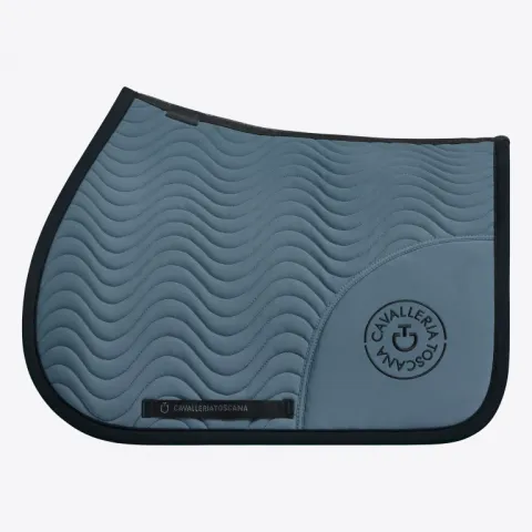 Meilleure Vente Tapis de selle Double Orbit Wave Quilted Ptrole – CAVALLERIA TOSCANA – Bleu – Dressage – Cheval