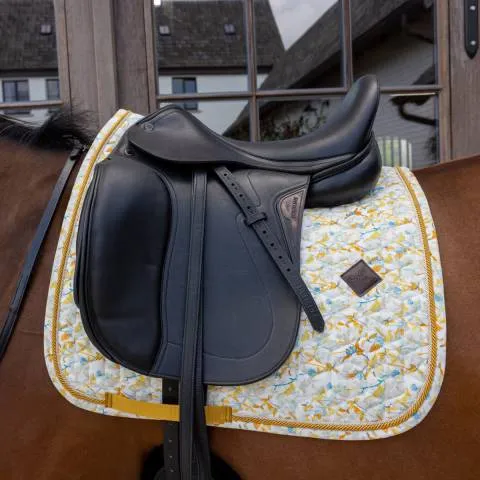 Marque Tapis de Selle Velvet printing fleuri DRESSAGE - Kentucky - Jaune - Dressage - Cheval