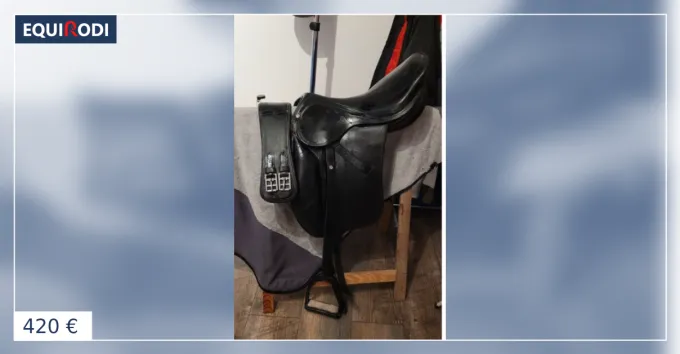 Selle dressage Forestier en cuir noir 17'5 toute quip Solde