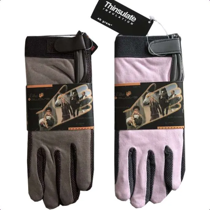 Gants Equitation bicolores Lag  picots doubls polaire adultes – brindille – orange – L Bon Plan