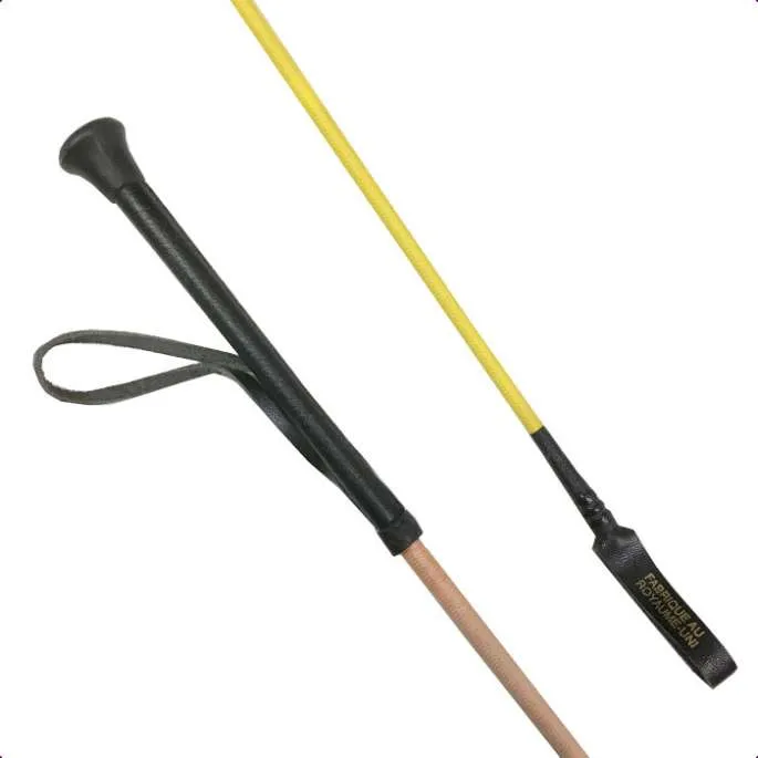 Nouvelle Collection Cravache nylon jaune claquette cuir - orange - 68 cm