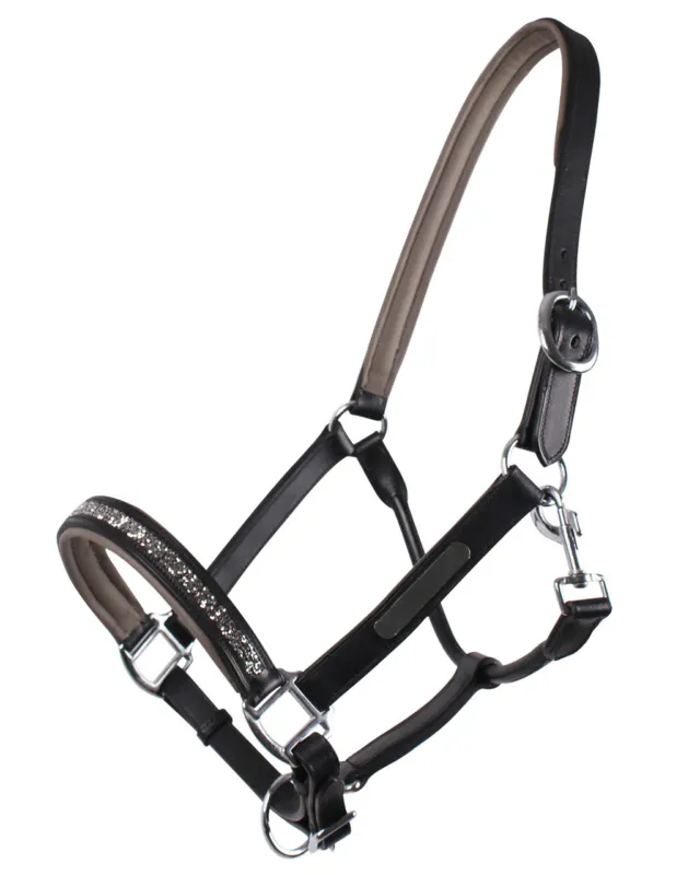 Cabezada de cuadra Head collar cuero Lupine QHP - Gris / cob Nouvelle Collection