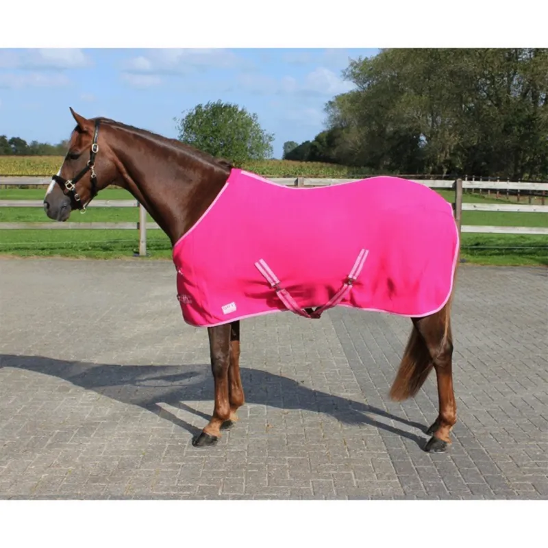 Manta caballo forro polar rug color con correas cruzadas QHP - Fuchsia / 175 Achat Immdiat