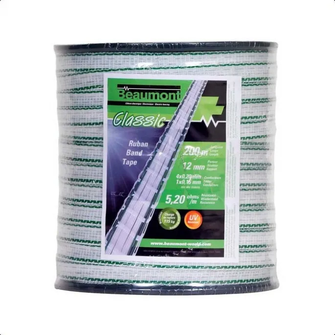 Remise Ruban Beaumont Classic – 12 mm / 200m – blanc/vert – supplment 1.00  – 12 mm/200 m