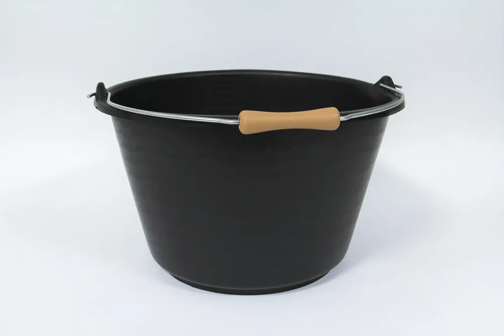 Seau vas noir avec poigne bois 20L Soldes