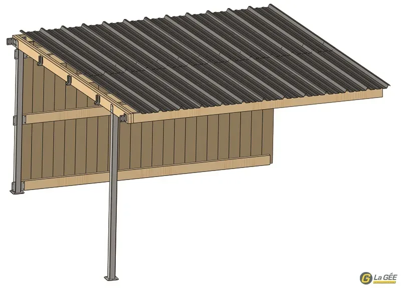 Petit Prix Extension abri prairie SP 4,09x,18 m bardage/bac acier gris