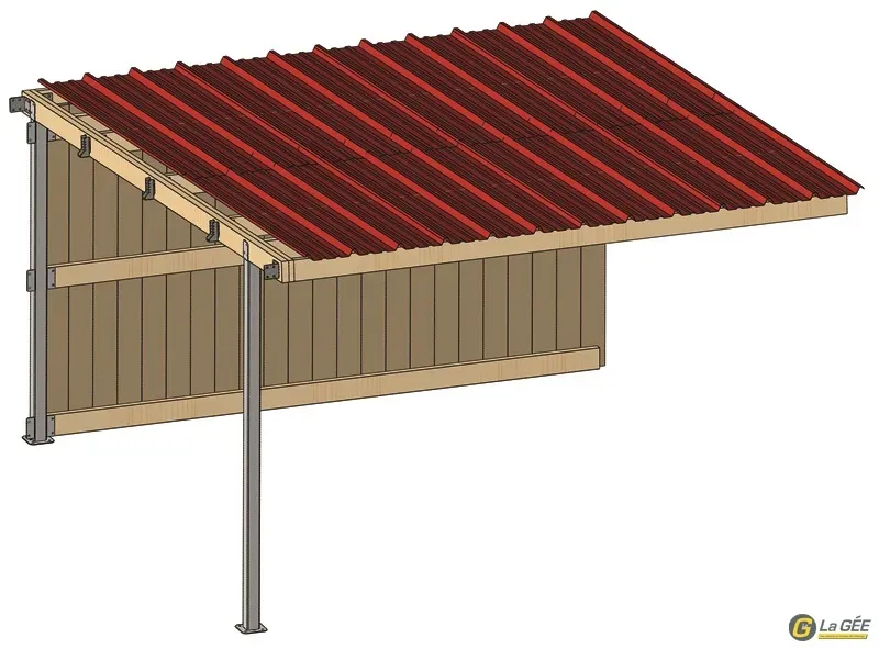 Nouvelle Collection Extension abri prairie SP 4,09x,18 m bardage/bac acier bdx