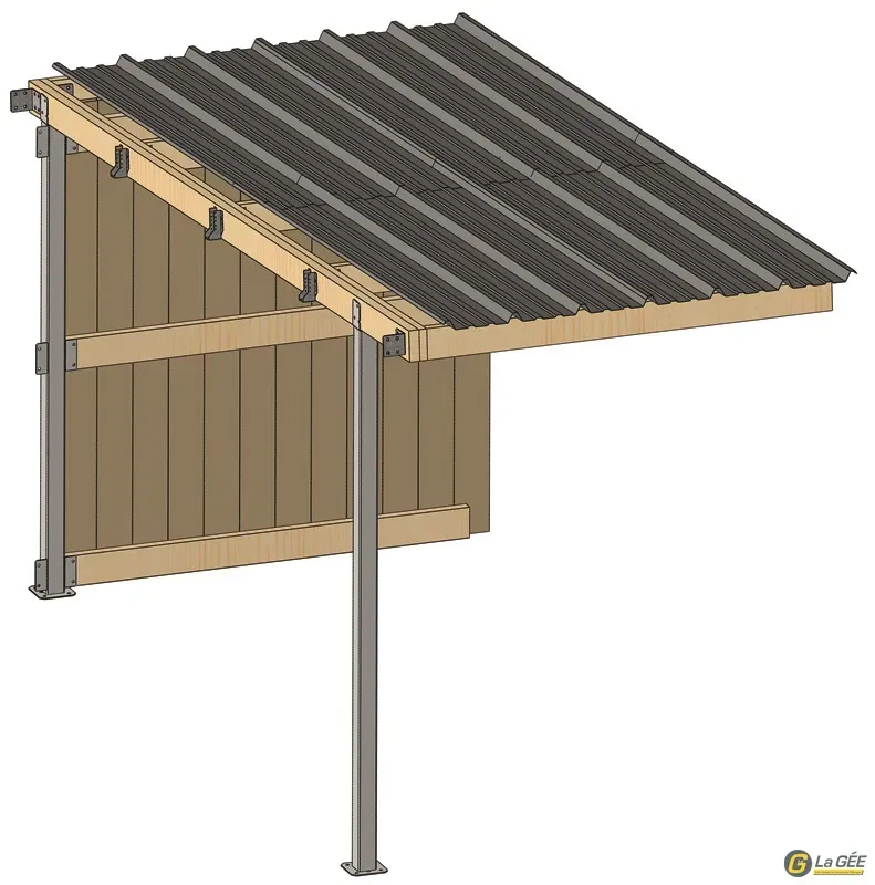 Abri prairie simple pente 2,20×4,18 m bardage/bac acier gris Prix Rduit