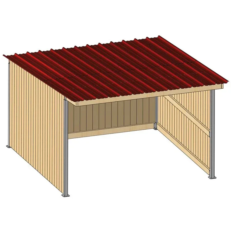 Bon Plan Abri prairie simple pente 4,18×4,18 m clin/bac acier bdx